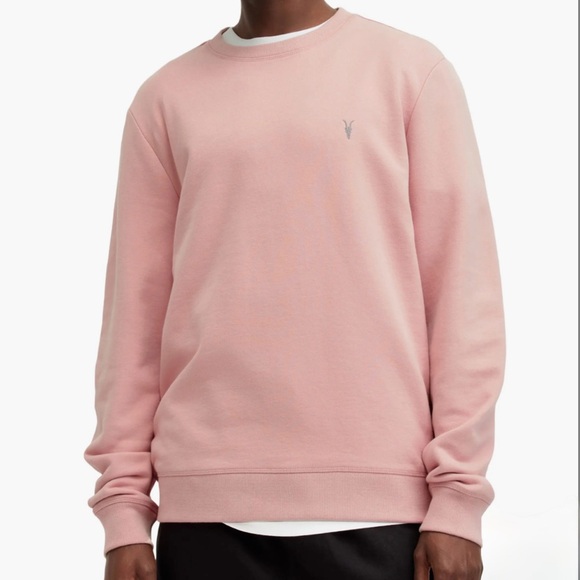 AllSaints Men’s Raven Slim Fit Crewneck Sweatshirt | Size XS – Pink - Picture 1 of 7